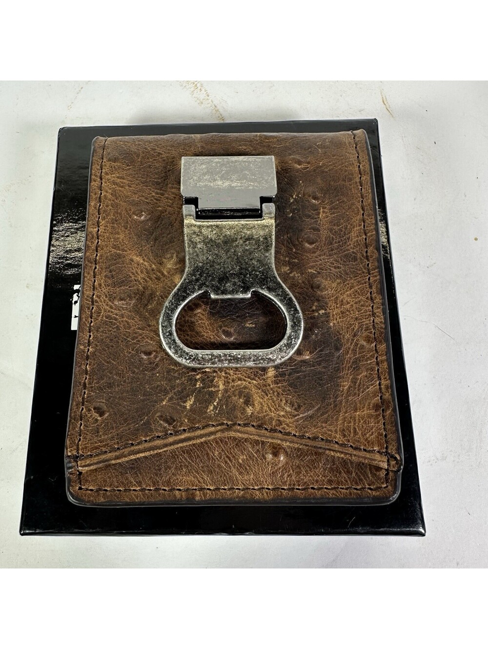 DBL Barrel Genuine Leather Money Clip Wallet Bottle Opener Slim Fit